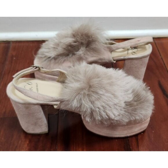 No. 6 Victoria Platform Heels Blush Furry Chunky Shoes Size 8 Designer Statement - Picture 7 of 11